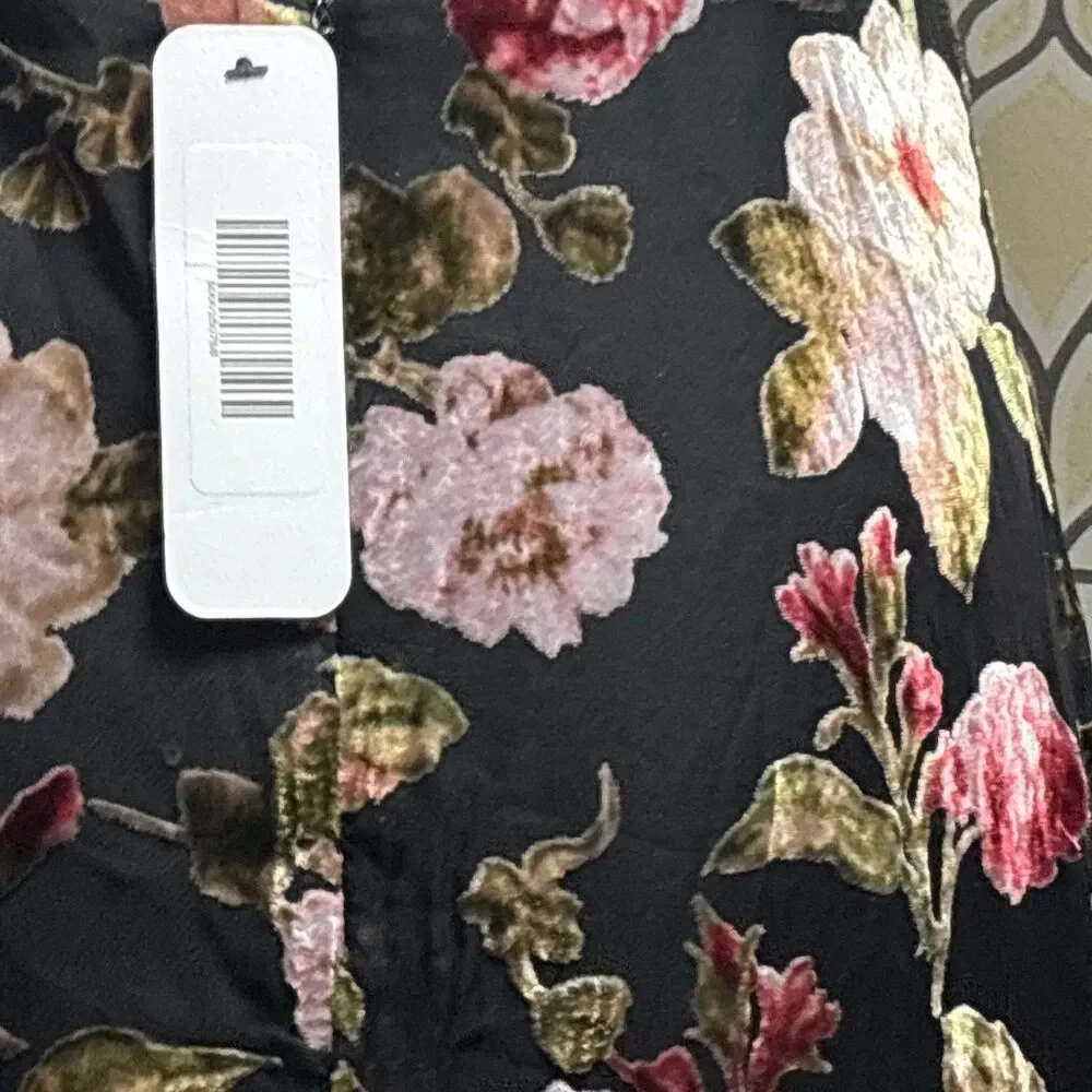 Olia Adjustable Strap Velvet Floral Burnout Whimsigoth Fairy Maxi Dress Size M - Picture 10 of 16